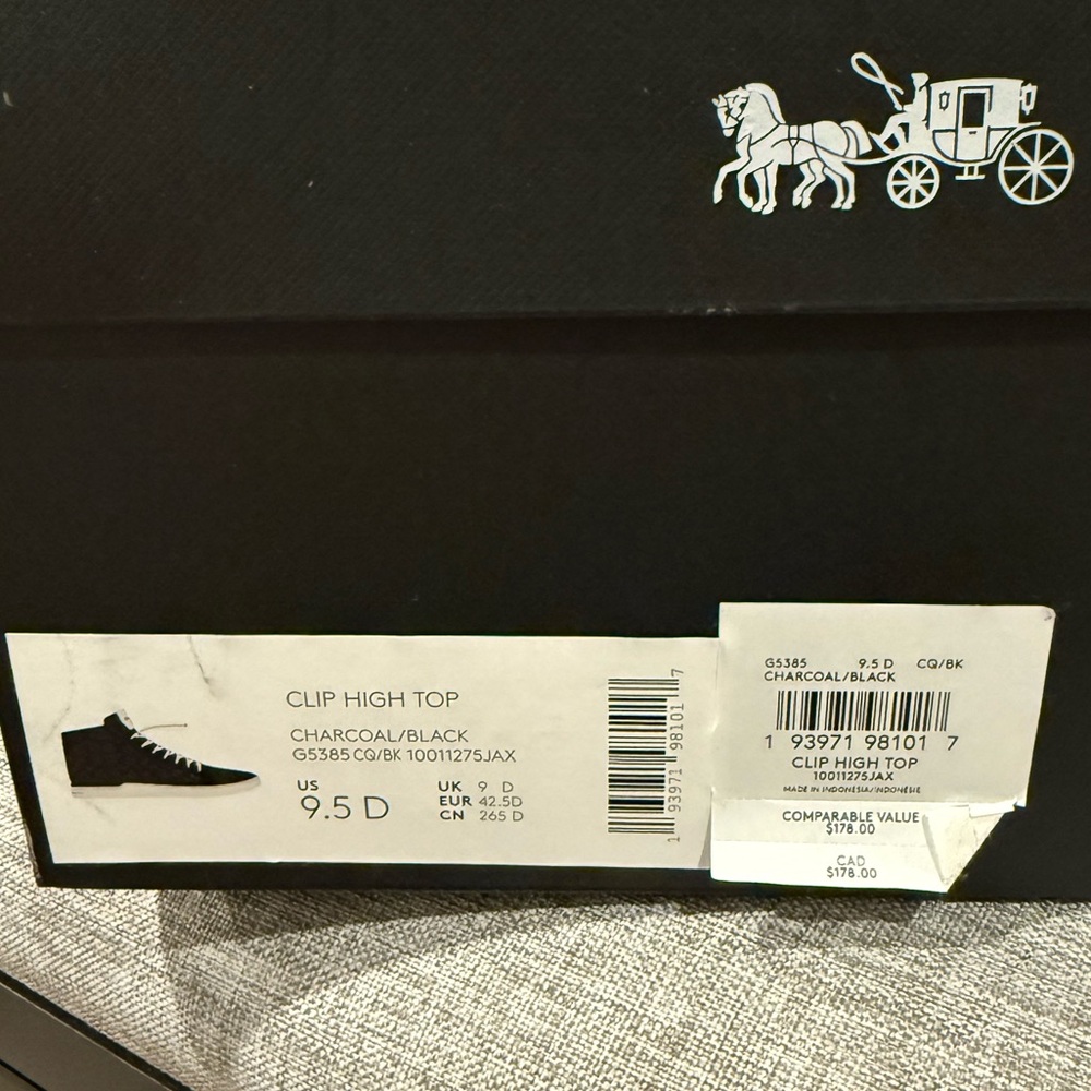 Coach Black/Charcoal Signature High-Top Sneaker with Cream Laces - Picture 3 of 3